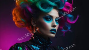 Neon Rainbow Explosion: Futuristic Makeup for Bold Fashionistas