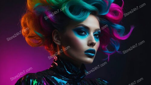 Neon Rainbow Explosion: Futuristic Makeup for Bold Fashionistas