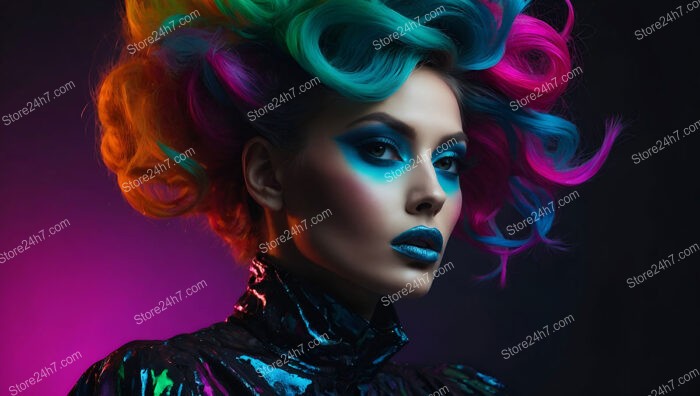 Neon Rainbow Explosion: Futuristic Makeup for Bold Fashionistas