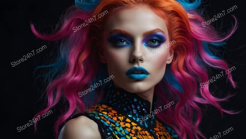 Neon Vibes: Bright Colors and Futuristic Makeup Look