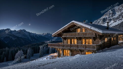 Nighttime Chalet with Stunning Mountain Views in Bavarian Alps