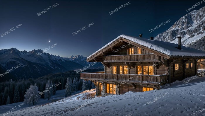 Nighttime Chalet with Stunning Mountain Views in Bavarian Alps