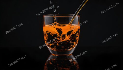 Orange Liquid Stirred in a Glass