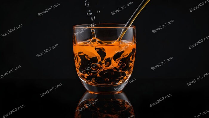 Orange Liquid Stirred in a Glass