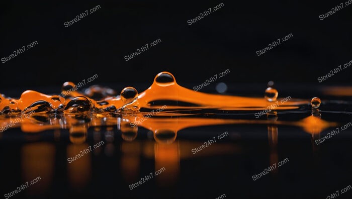 Orange Ripples on Black Water Surface