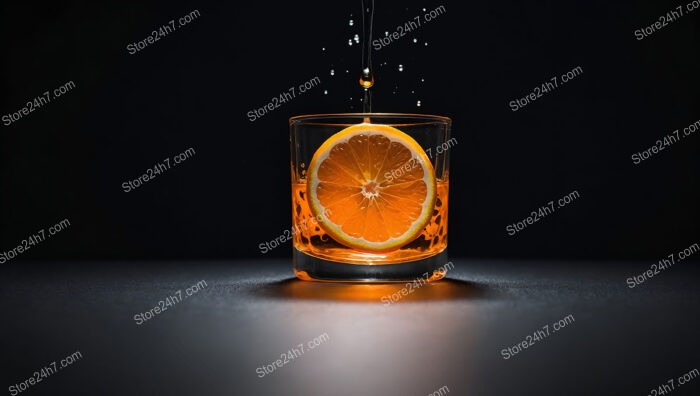 Orange Slice in a Glass of Vibrant Liquid