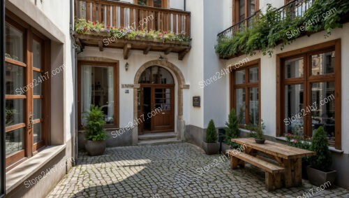 Picturesque Bavarian House with Wooden Balcony and Flowering Plants