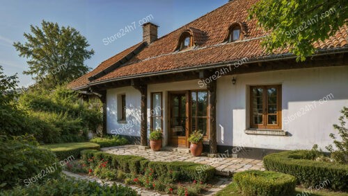 Picturesque Countryside Cottage with Red-Tiled Roof and Garden