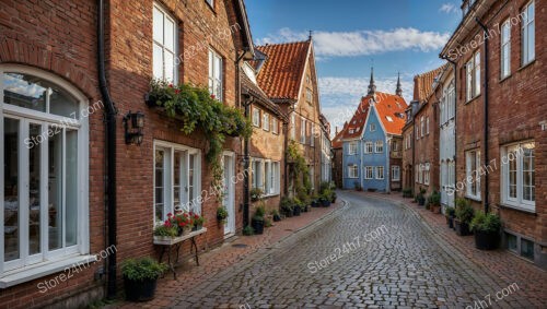 Picturesque Gothic Brick Houses with Vibrant Greenery