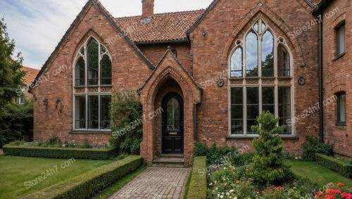 Picturesque Gothic House with Grand Front Entrance