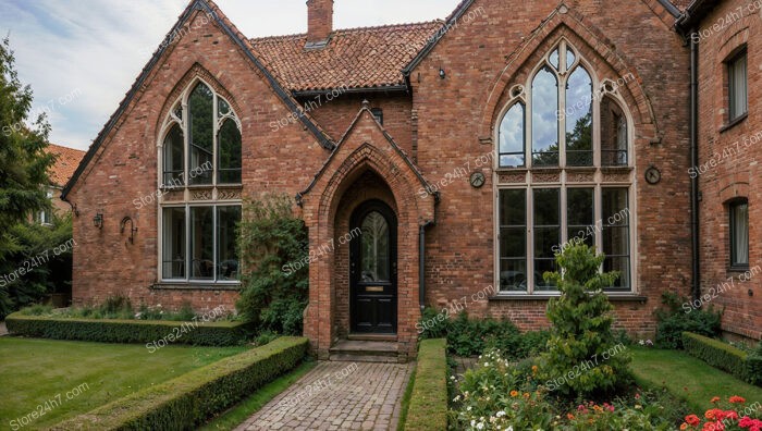 Picturesque Gothic House with Grand Front Entrance