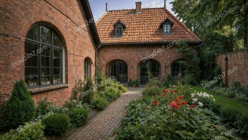 Picturesque Gothic House with Vibrant Garden