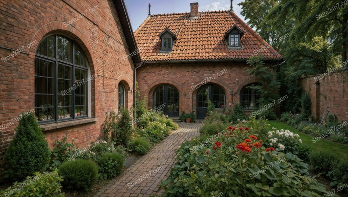 Picturesque Gothic House with Vibrant Garden