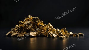 Pile of Gold Nuggets Glowing Against a Dark Background