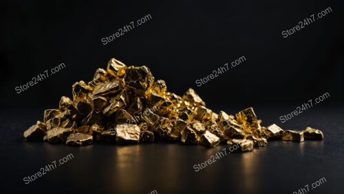 Pile of Gold Nuggets Glowing Against a Dark Background