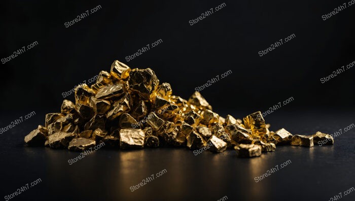 Pile of Gold Nuggets Glowing Against a Dark Background