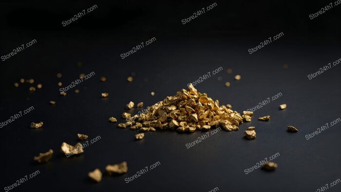 Pile of Raw Gold Nuggets on Dark Background