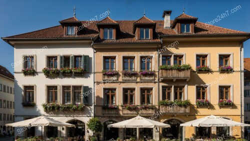 Charming Bavarian Townhouse with Flower Boxes and Shutters