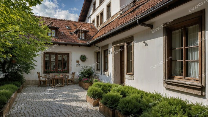 Quaint Bavarian House with Red Roof and Wooden Windows