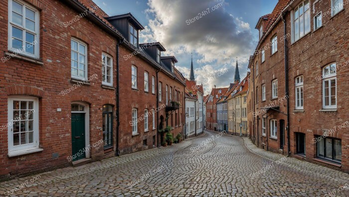 Quaint Brick Gothic Street with Beautiful Architectural Details