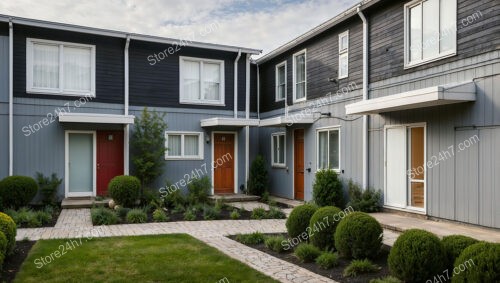 Quaint Reihenhäuser in Germany with Vibrant Doors and Cozy Courtyard