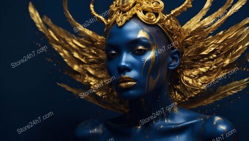 Radiant Model with Gold Headdress and Blue Skin