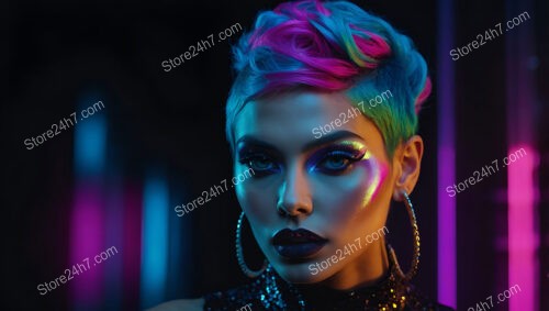 Radiant Neon Fantasy: Club-Ready Futuristic Makeup Artistry for Nightlife