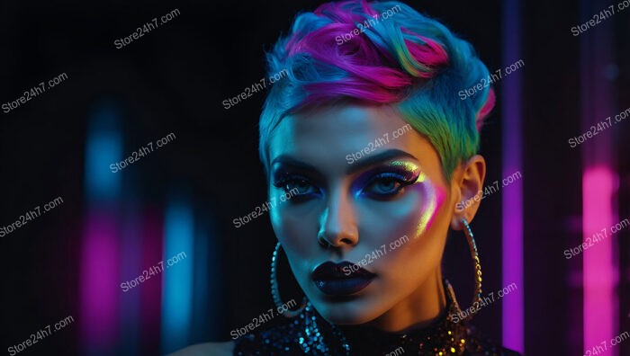 Radiant Neon Fantasy: Club-Ready Futuristic Makeup Artistry for Nightlife