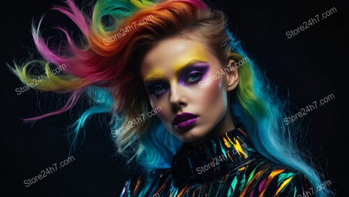 Rainbow Surge of Beauty: Futuristic Makeup for Daring Fashionistas