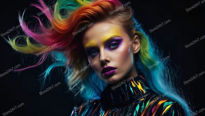 Rainbow Surge of Beauty: Futuristic Makeup for Daring Fashionistas