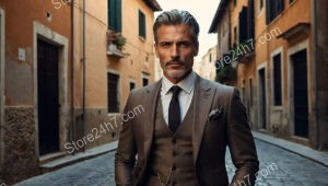 Refined Gentleman: A Mature Man in a Classic Suit