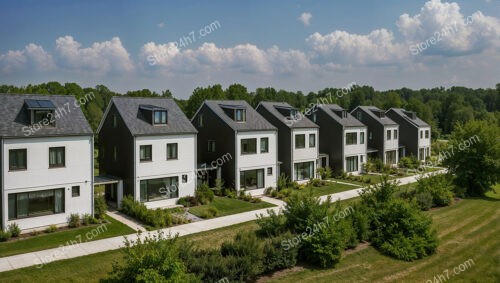 Reihenhäuser in Germany with Scenic Green Backdrop and Pathways