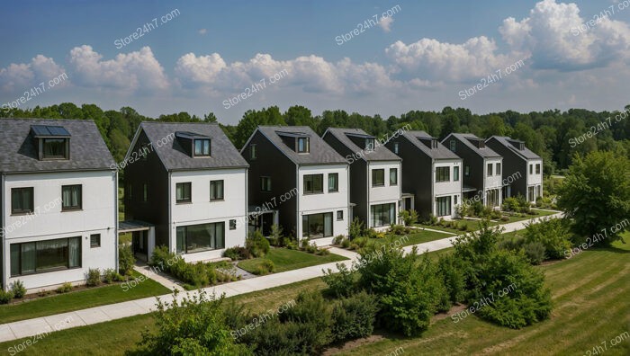 Reihenhäuser in Germany with Scenic Green Backdrop and Pathways