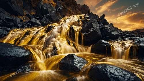 Rivers of Gold: A Surreal Waterfall of Wonder