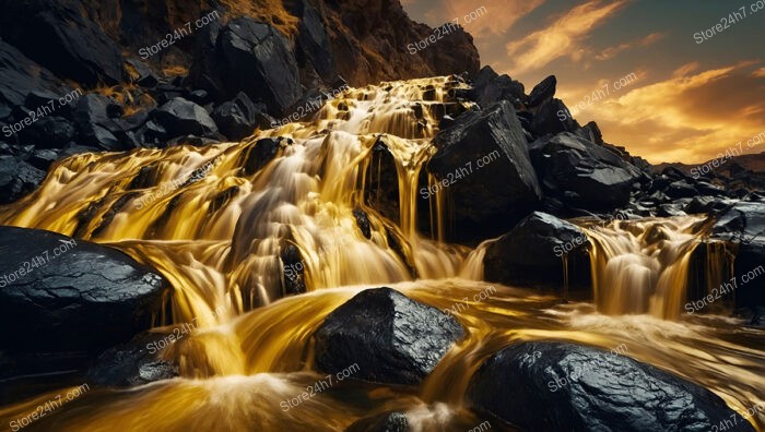 Rivers of Gold: A Surreal Waterfall of Wonder