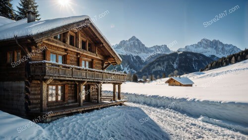 Rustic Alpine Chalet with Scenic Mountain Backdrop