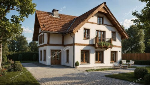 Rustic Country Home with Red-Tiled Roof and Patio