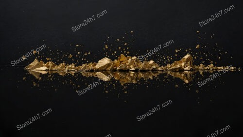 Scattered Gold Nuggets with Reflective Surface on Black