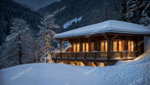 Secluded Chalet with Wrap-Around Porch in Snowy Forest