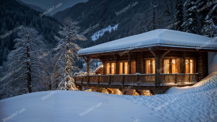 Secluded Chalet with Wrap-Around Porch in Snowy Forest