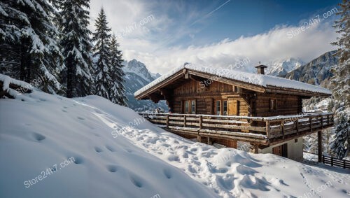 Secluded Wooden Chalet in Snowy Forested Setting