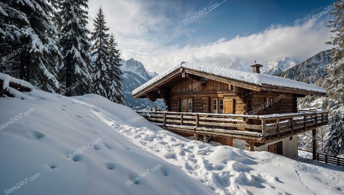 Secluded Wooden Chalet in Snowy Forested Setting