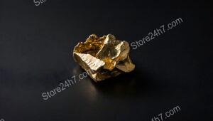 Single Large Gold Nugget on Smooth Black Surface