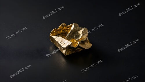 Single Large Gold Nugget on Smooth Black Surface