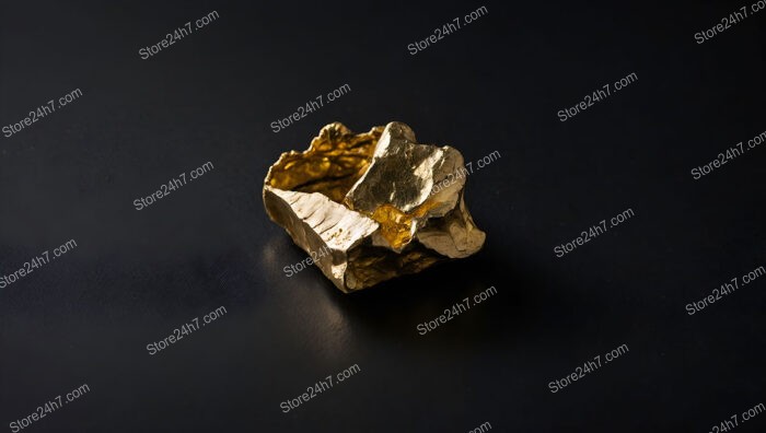 Single Large Gold Nugget on Smooth Black Surface