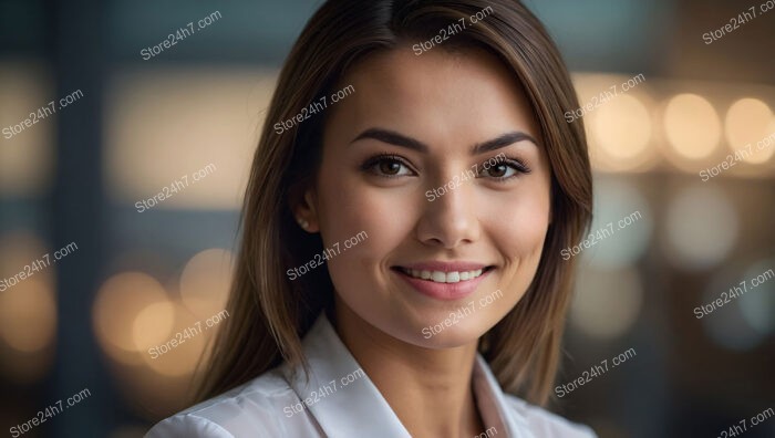 Smiling secretary in a modern corporate office