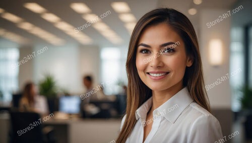 Smiling secretary in a professional office environment