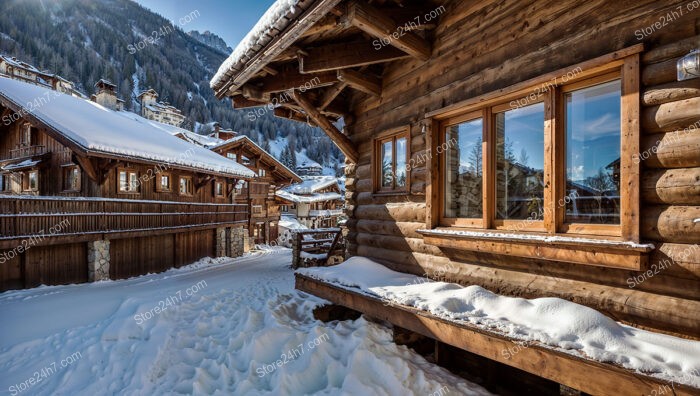 Snow-Covered Wooden Chalets in Picturesque Bavarian Alpine Village