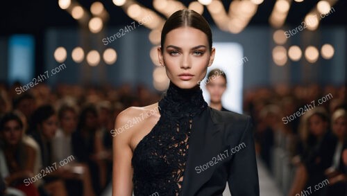 Sophisticated Black Ensemble Showcasing Minimalistic Elegance on Runway