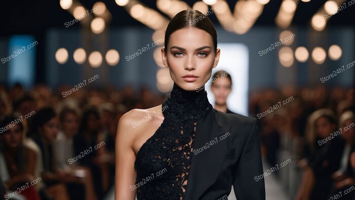 Sophisticated Black Ensemble Showcasing Minimalistic Elegance on Runway